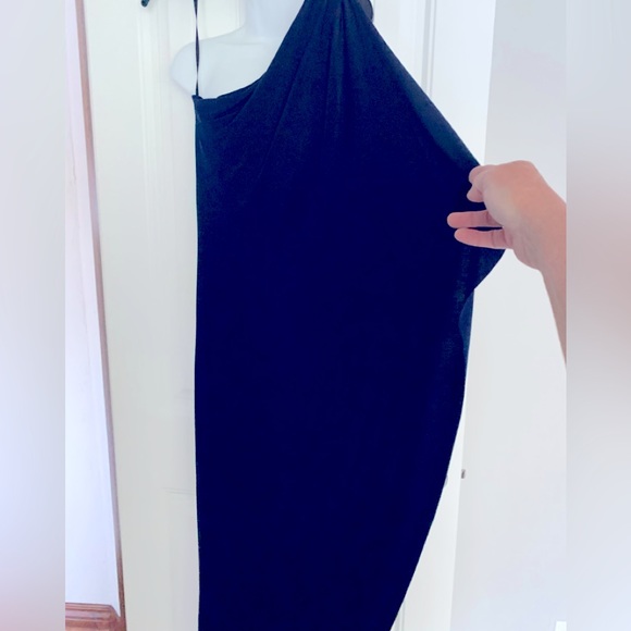 Ladies Dark Navy 1 shoulder Evening Dress - Picture 3 of 7